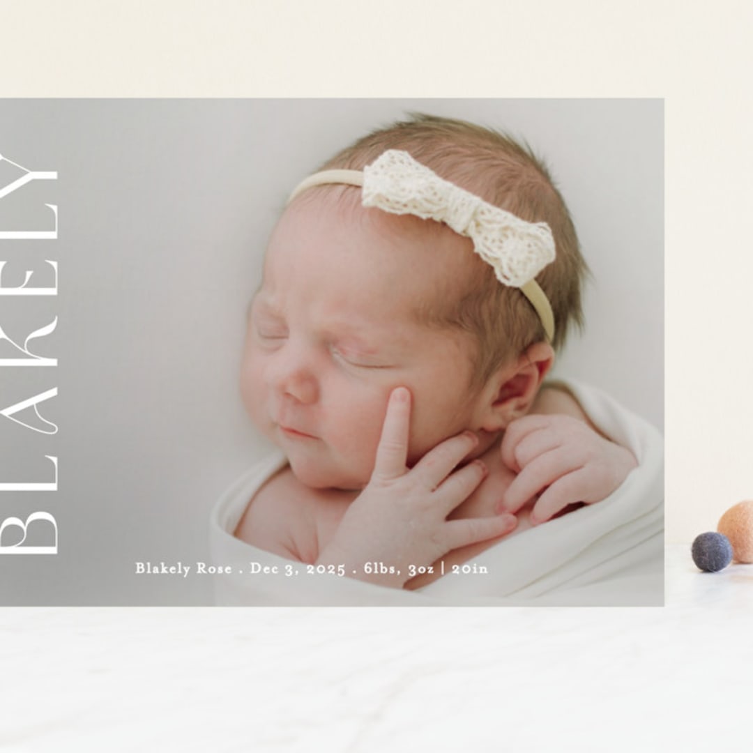 "Close Up" - Birth Announcements in Cotton by Angela Thompson - Front