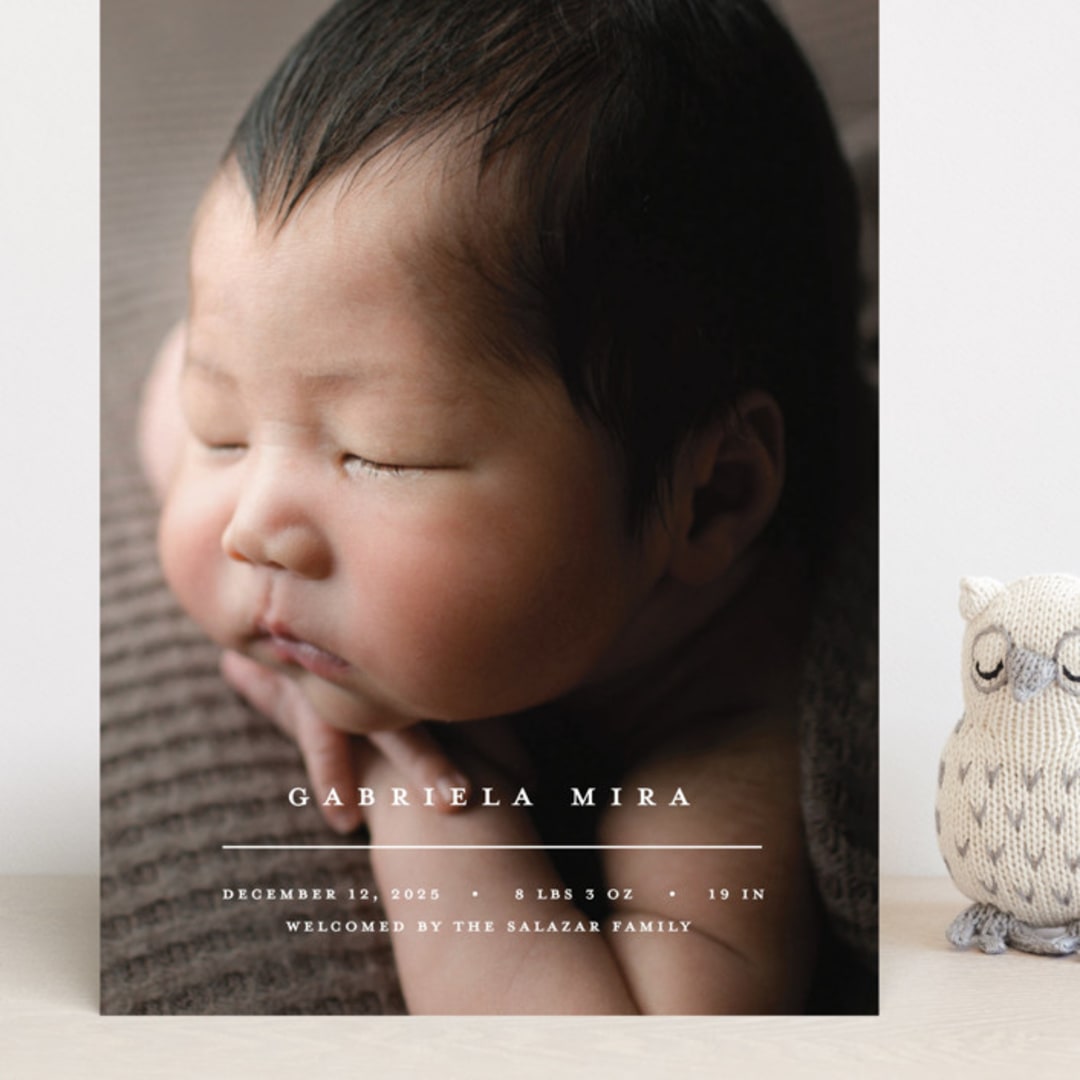 "Primary" - Birth Announcements in Vanilla by Pixel and Hank - Front