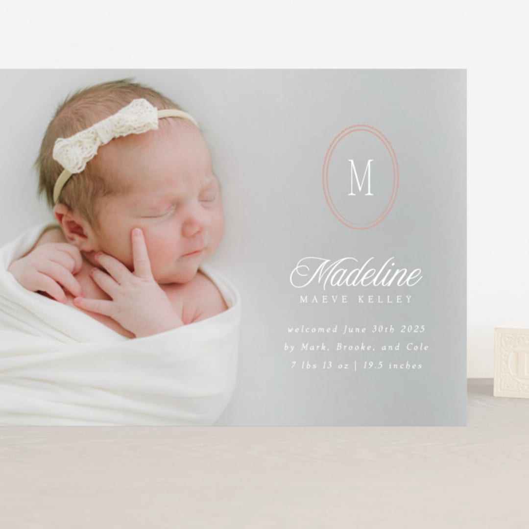 "Cameo" - Birth Announcements in Petal by Robert and Stella - Front