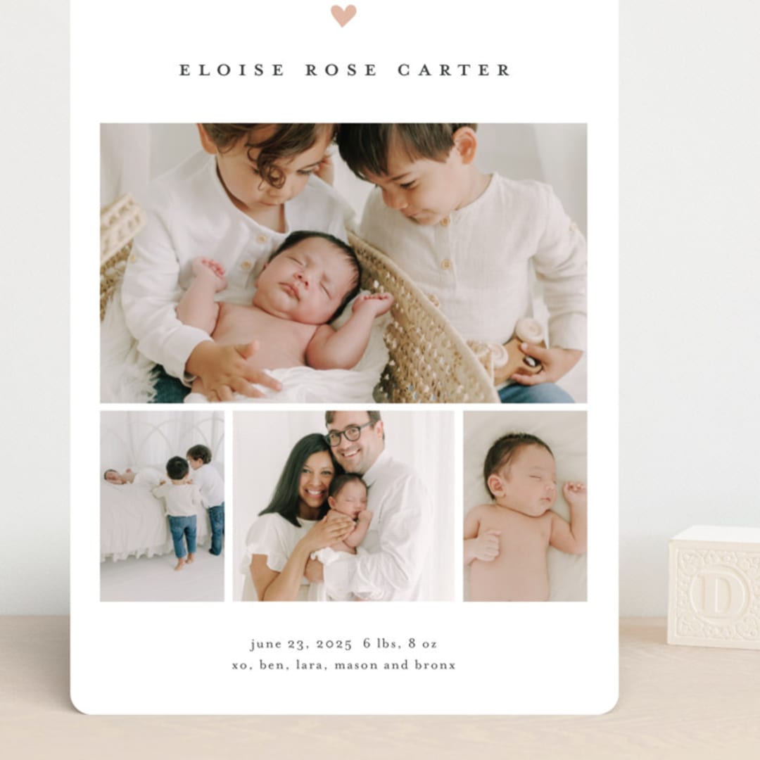 "Our whole heart" - Birth Announcements in Rose by Stacey Meacham - Front