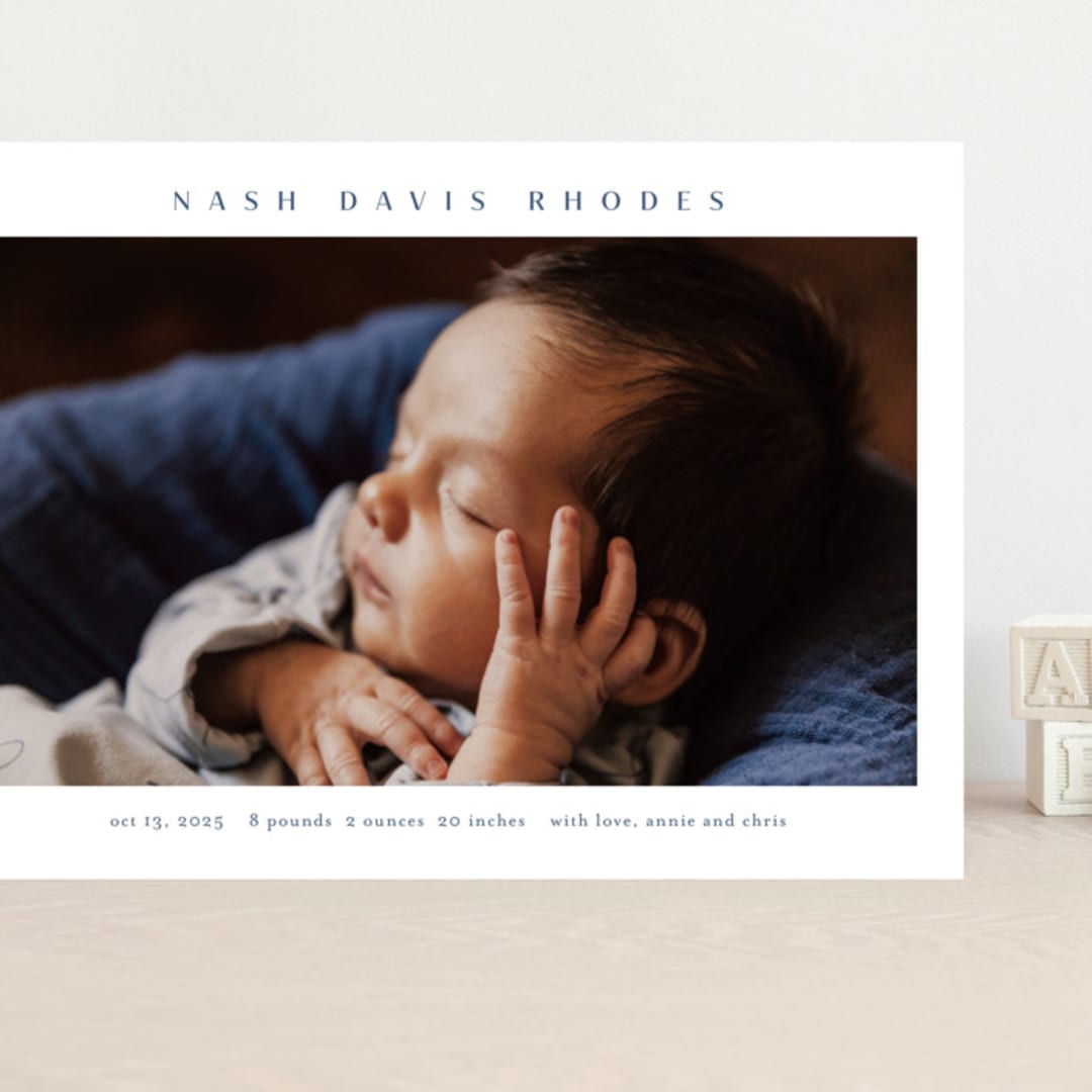"Simple name" - Birth Announcements in Cobalt by Stacey Meacham - Front