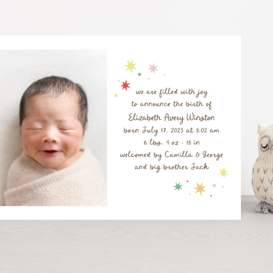 "Constellation" - Birth Announcements in Strawberry by Megan Davis - Front