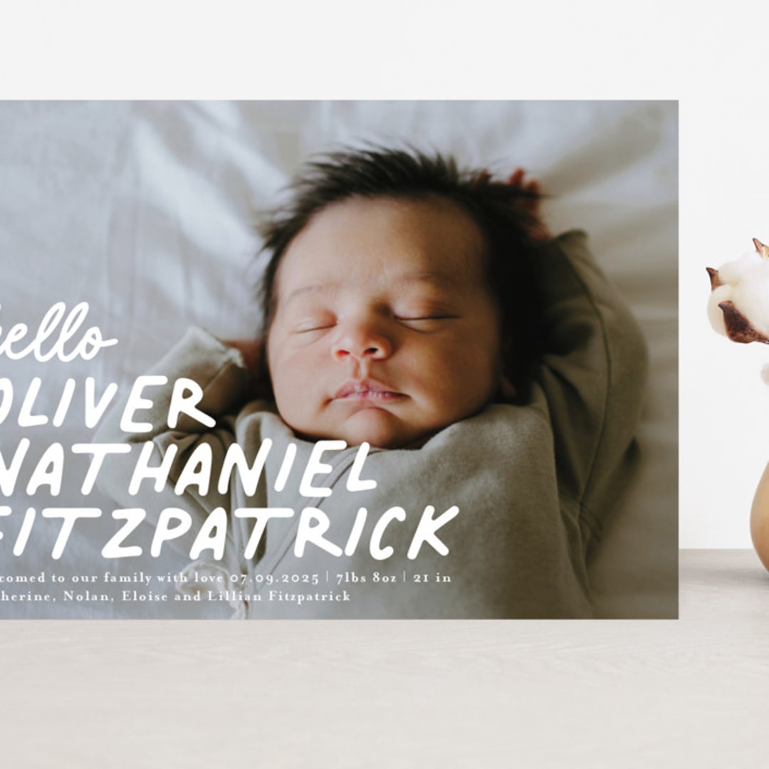 "casual hello" - Birth Announcements in Snow by Angela Marzuki - Front