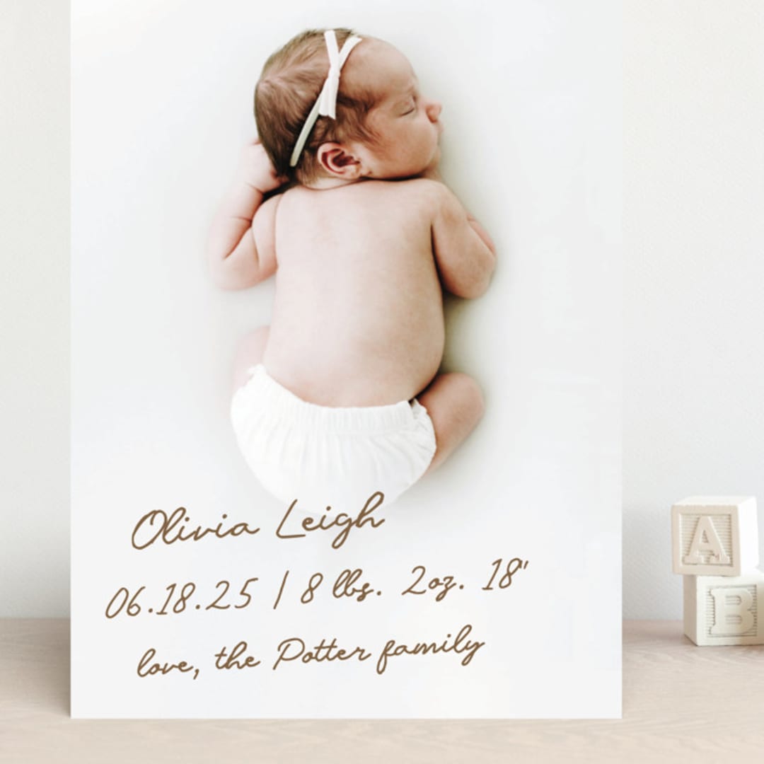 "signed with love" - Birth Announcements in Bark by AK Graphics - Front