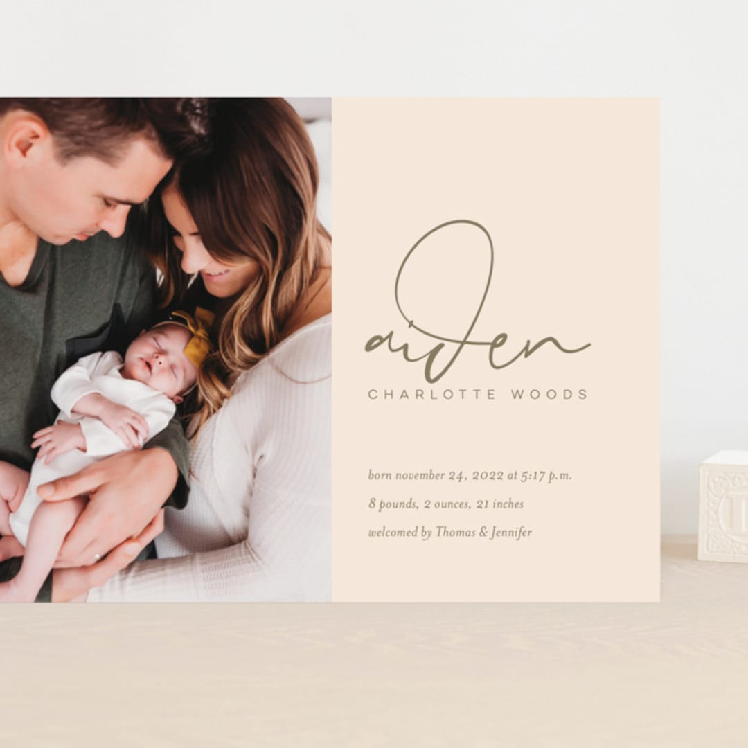 "Signature Babe" - Birth Announcements in Peach by Jessica Williams - Front