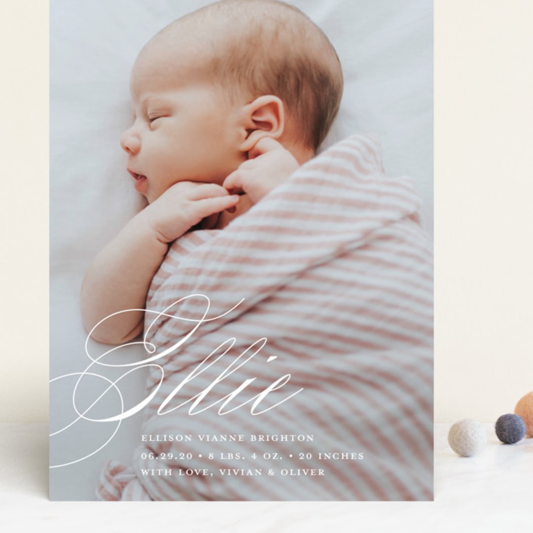 "Precious Script" - Birth Announcements in Sugar by Jessica Williams - Front