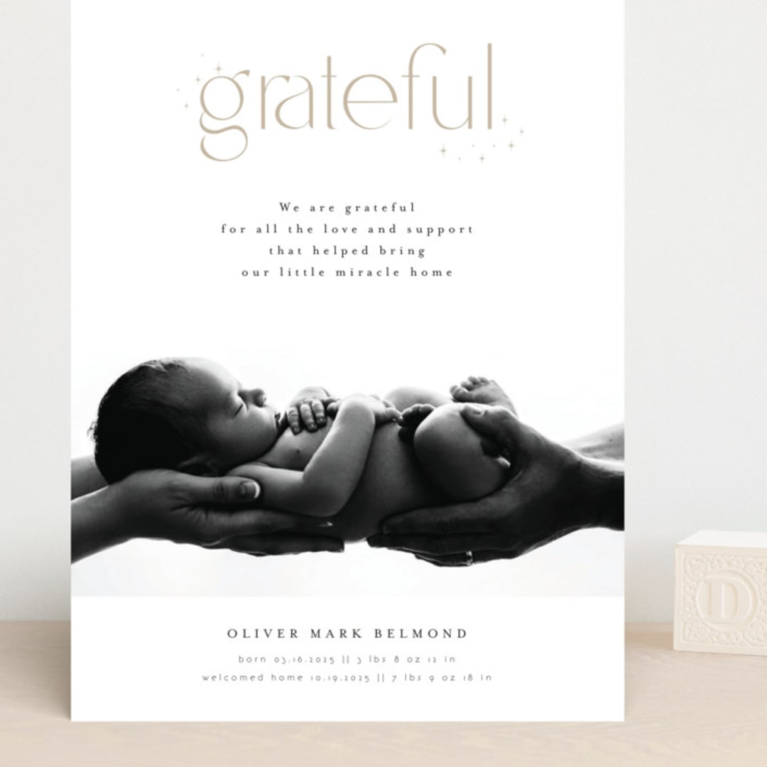 "Grateful" - Birth Announcements in Stars by Orasie - Front