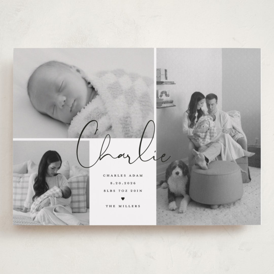"Trio of Love" - Birth Announcements in Night by Michelle Taylor - Front