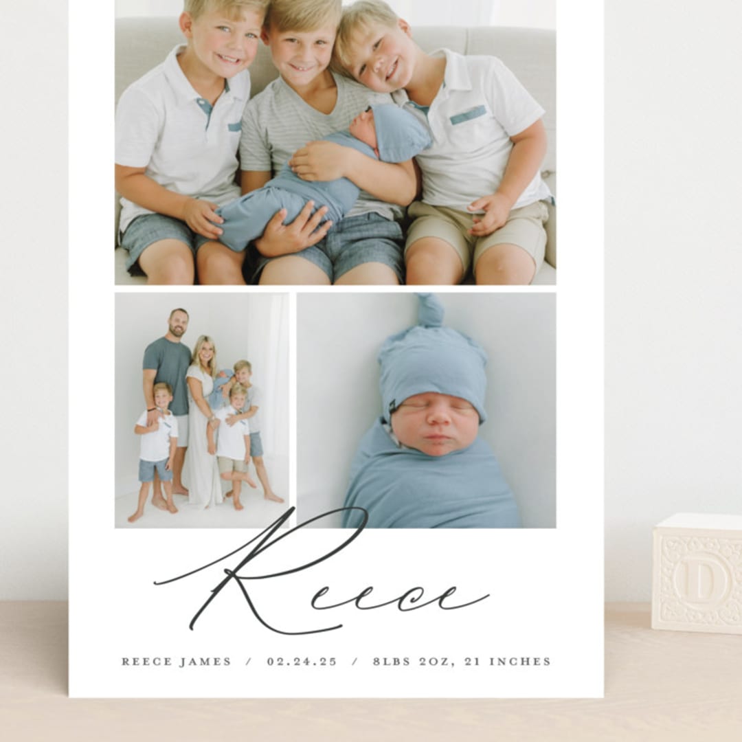 "Script Look" - Birth Announcements in Ink by Carolyn MacLaren - Front