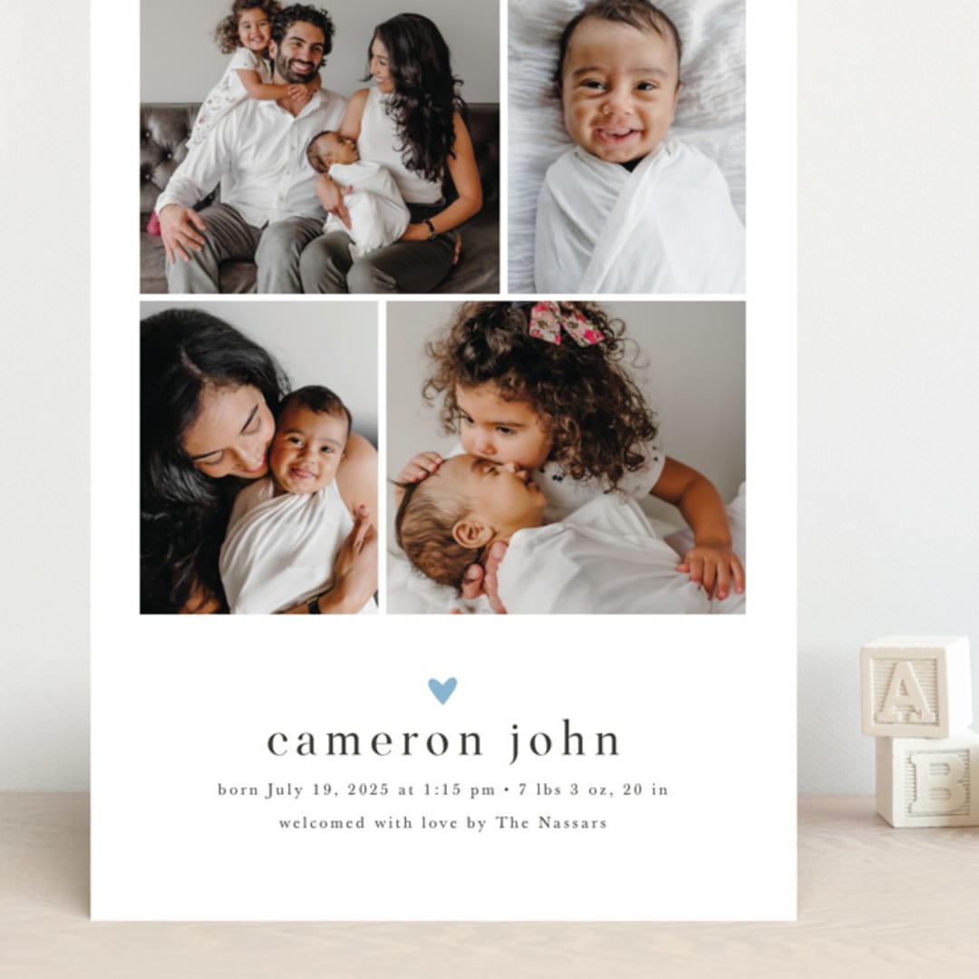 "LOVEABLE" - Birth Announcements in Bluebird by Melanie Kosuge - Front