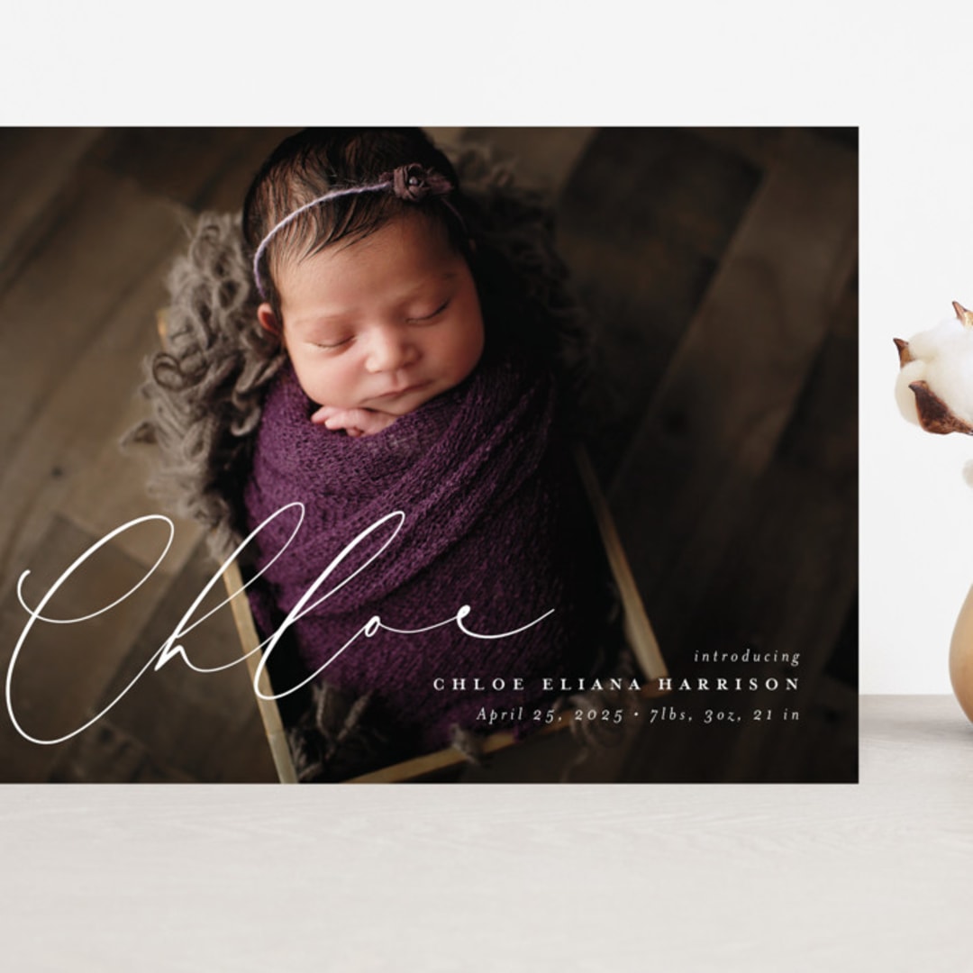 "Just Lovely" - Birth Announcements in Shell by Lea Delaveris - Front