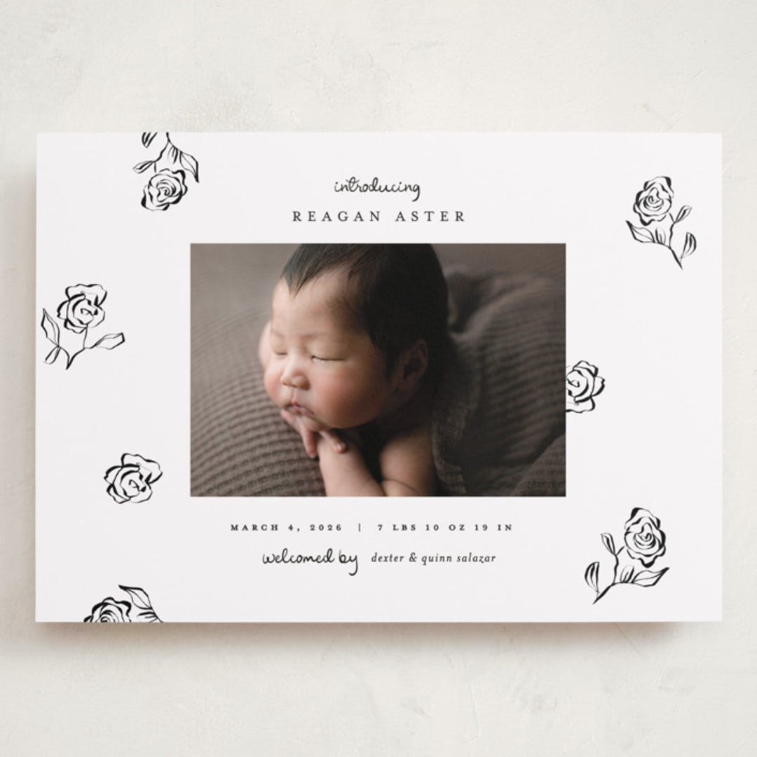 "The Flora" - Birth Announcements in Lily of the Valley by Pixel and Hank - Front
