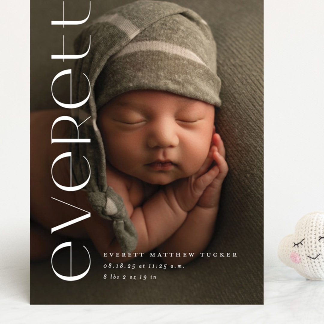 "Modern Name" - Birth Announcements in Linen by Erica Krystek - Front