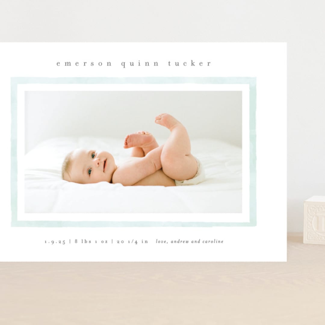 "Golightly" - Birth Announcements in Mint by Lauren Chism - Front