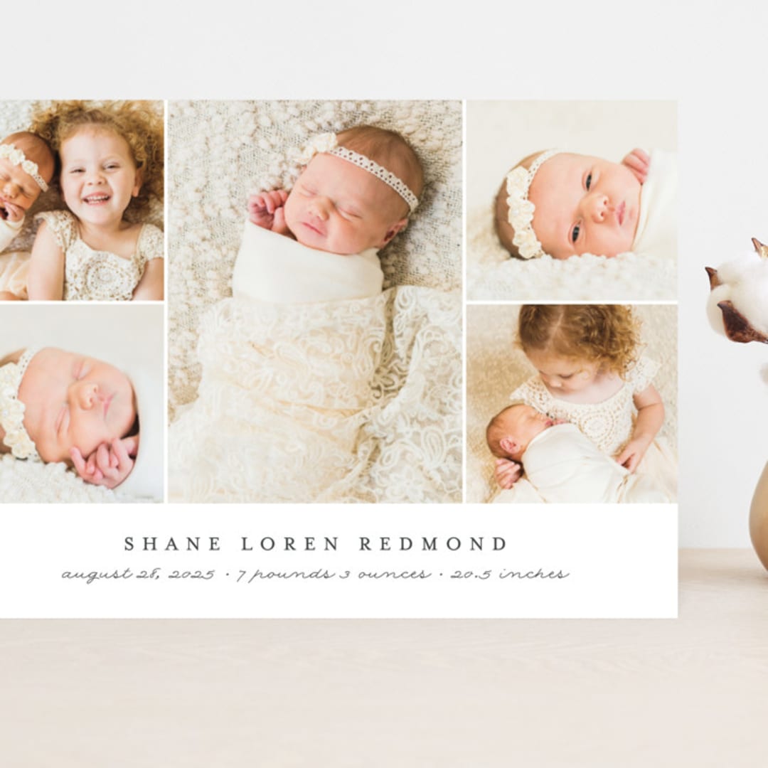 "Classically Modern" - Birth Announcements in Slate by Brianne Larsen - Front