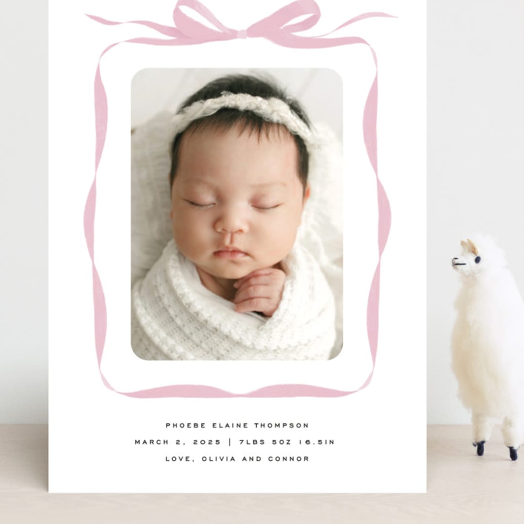 "Bow" - Birth Announcements in Poppy by Olivia Kanaley Inman - Front