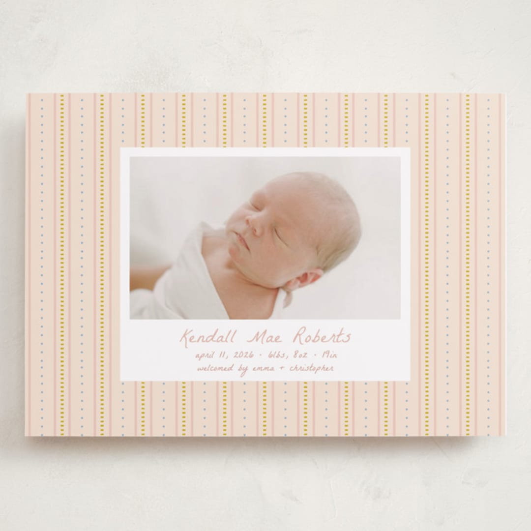 "patterned stripes" - Birth Announcements in Blush by Ellen Schlegelmilch - Front