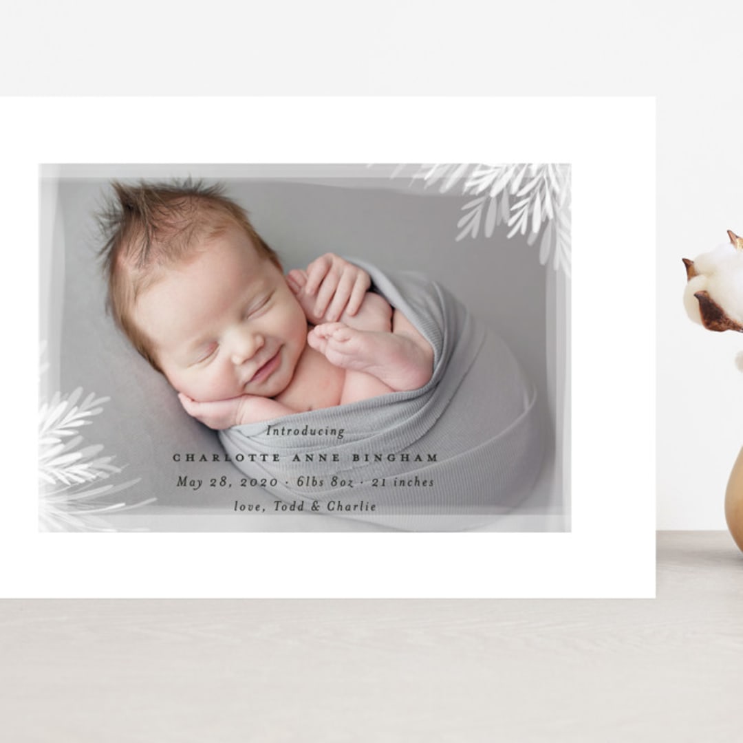 "whispering botanicals" - Birth Announcements in Cotton by Faith Dorn - Front