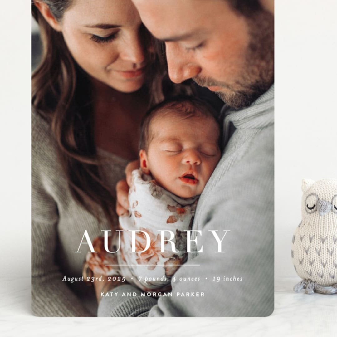 "the edit" - Birth Announcements in Simply White by Sara Hicks Malone - Front