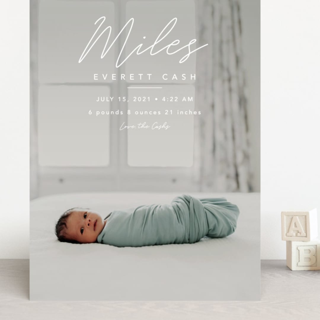 "Miles" - Birth Announcements in Snow by Megan Cash - Front
