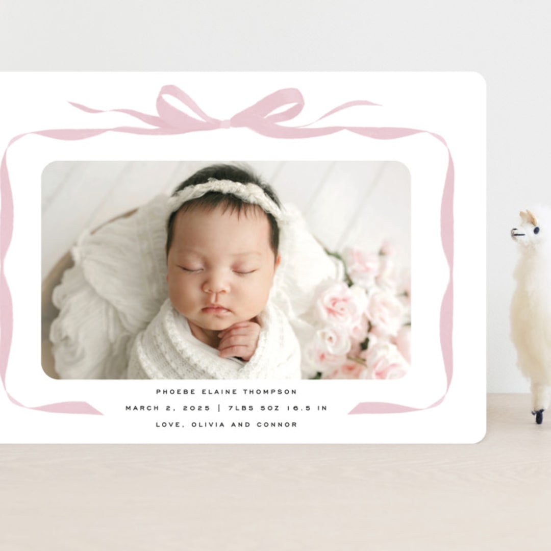 "Bow" - Birth Announcements in Poppy by Olivia Kanaley Inman - Front