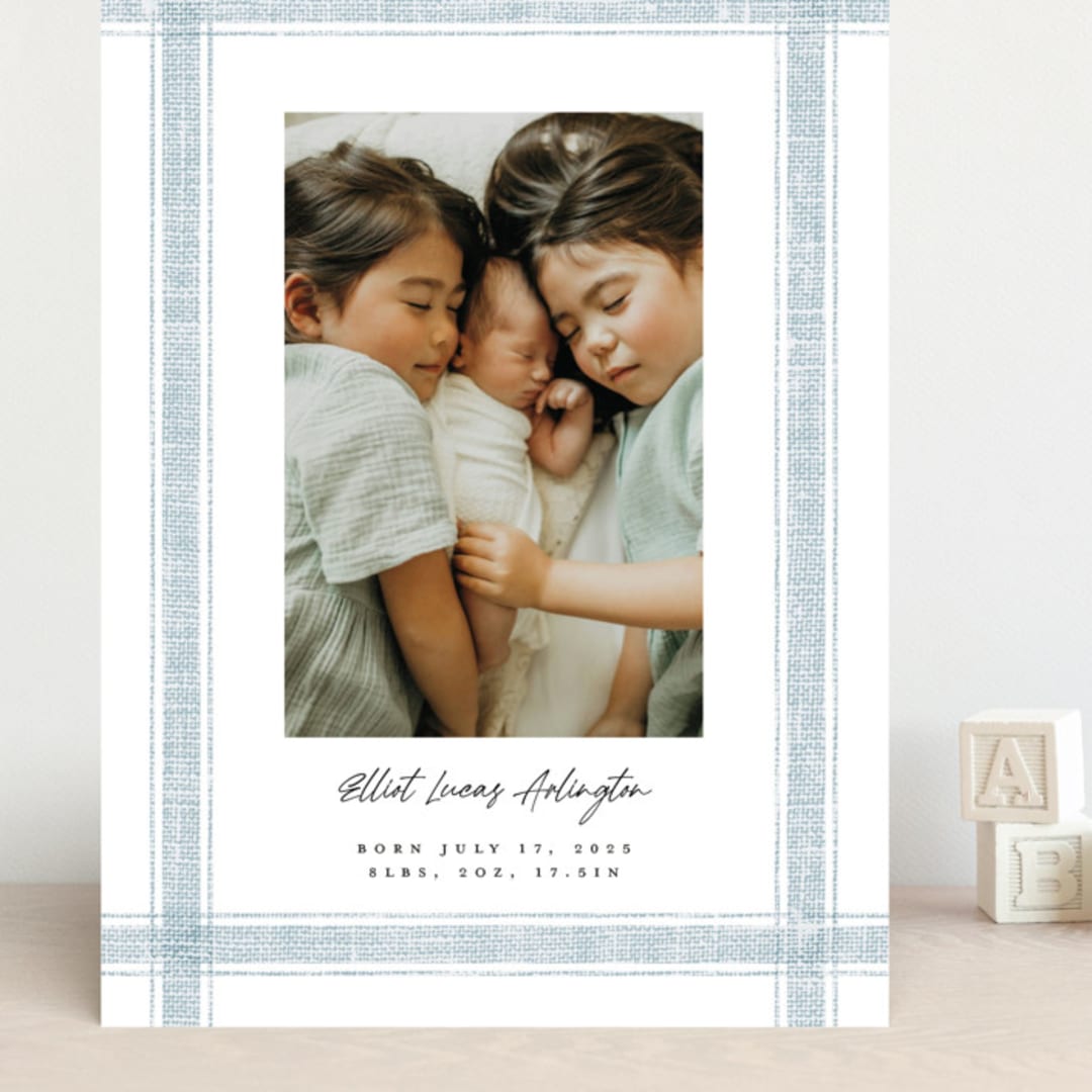 "Beach Linen" - Birth Announcements in Cloud by Kelly Schmidt - Front