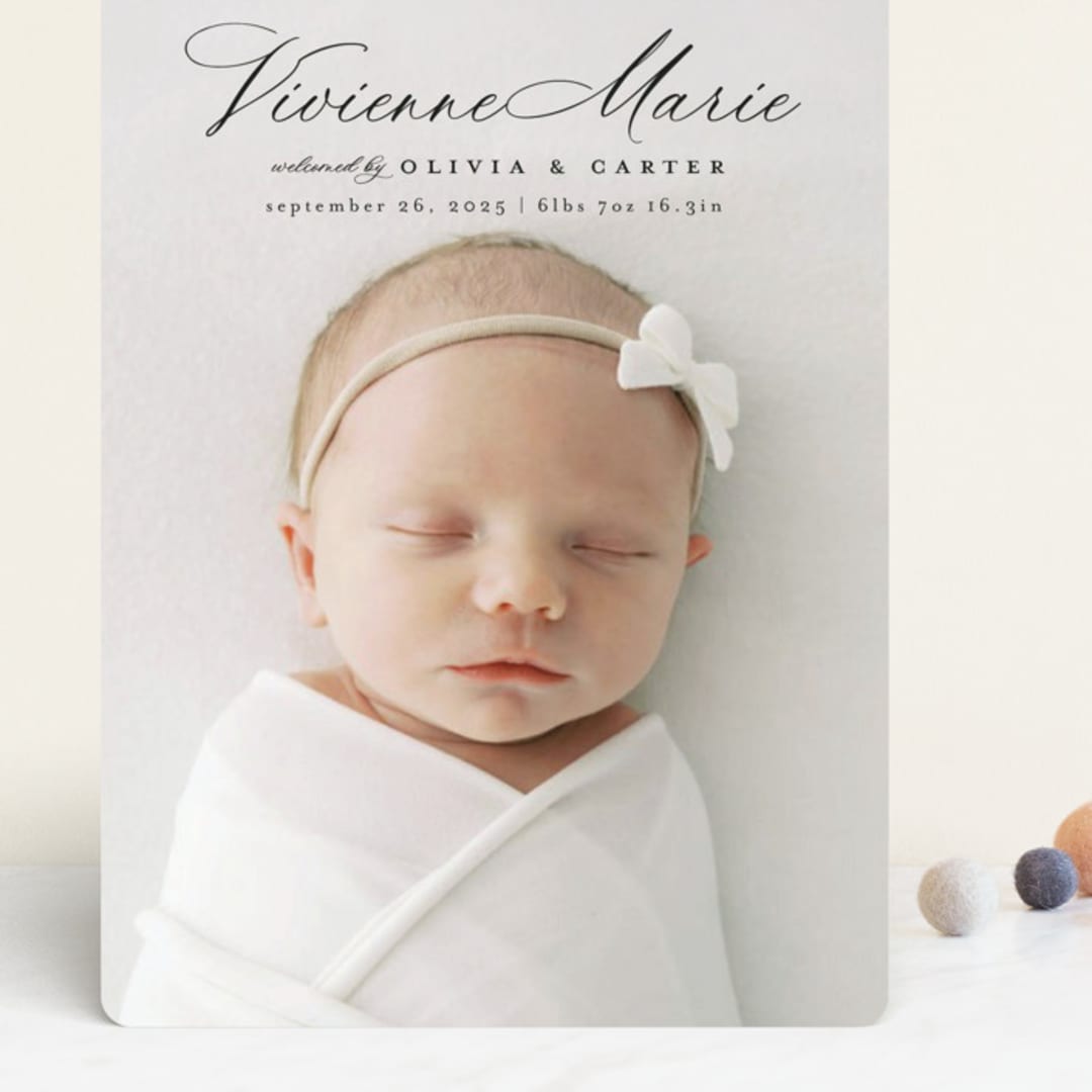 "Enchanted Love" - Birth Announcements in Noir by Ashlee Townsend - Front