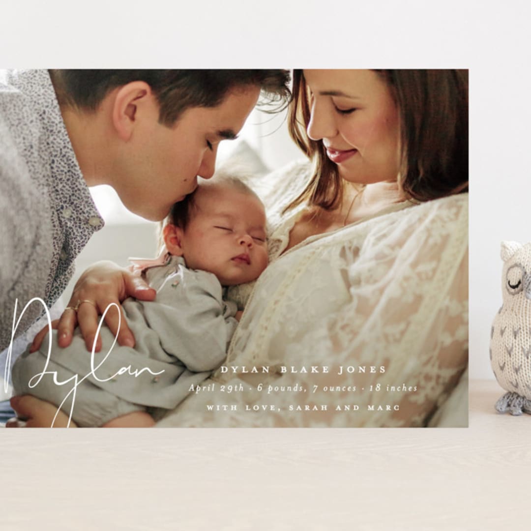 "Delicate" - Birth Announcements in Powder by Sara Hicks Malone - Front
