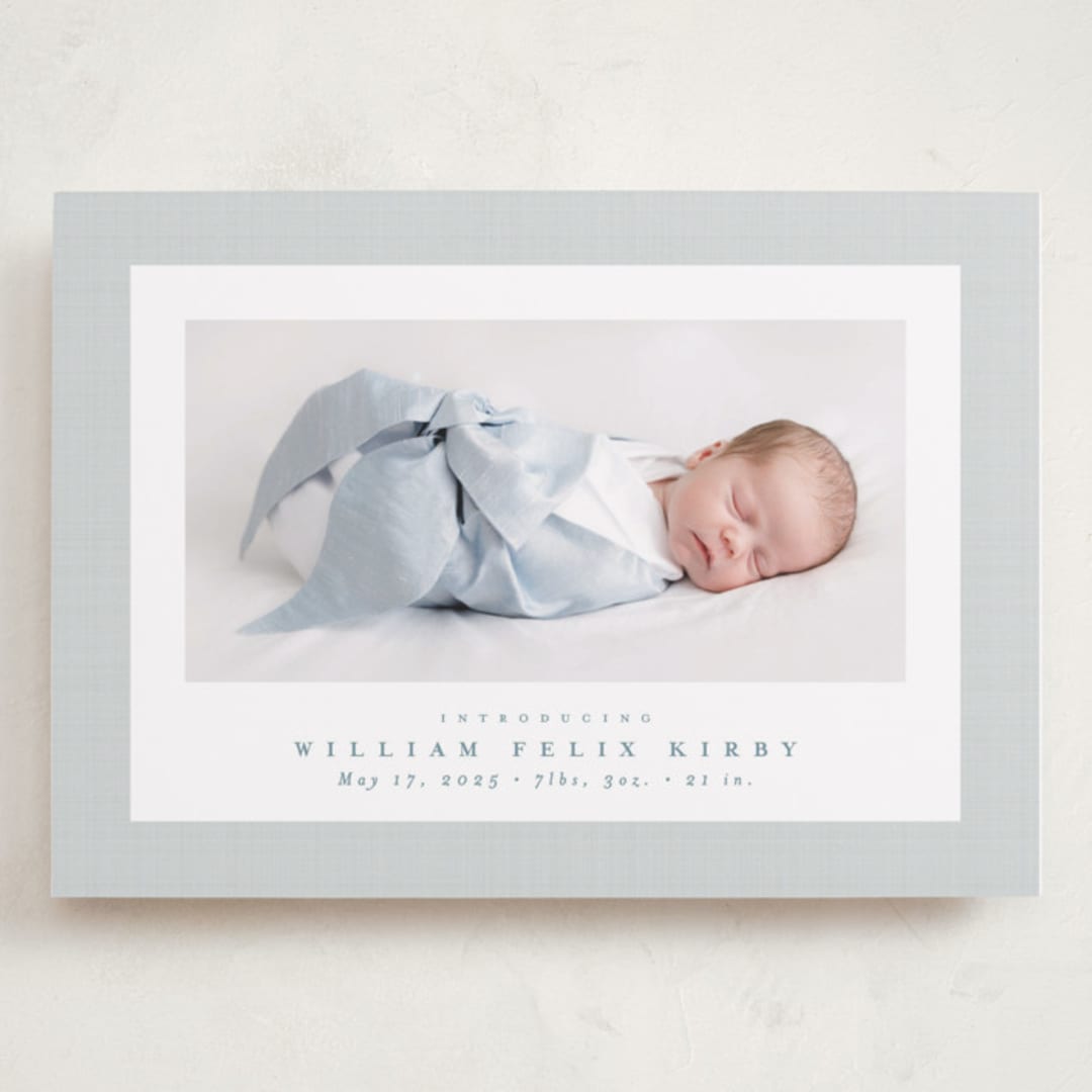 "Linen frame" - Birth Announcements in Powder by Lea Delaveris - Front