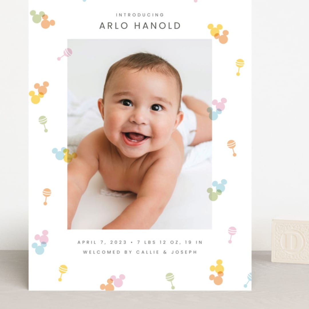 "Disney's Mickey Confetti" - Birth Announcements in Candy by Ellen Schlegelmilch - Front