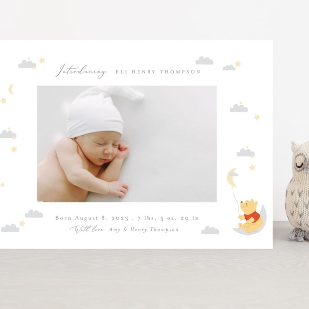 "Disney's Winnie The Pooh Night Sky" - Birth Announcements in Cotton by Angela Thompson - Front