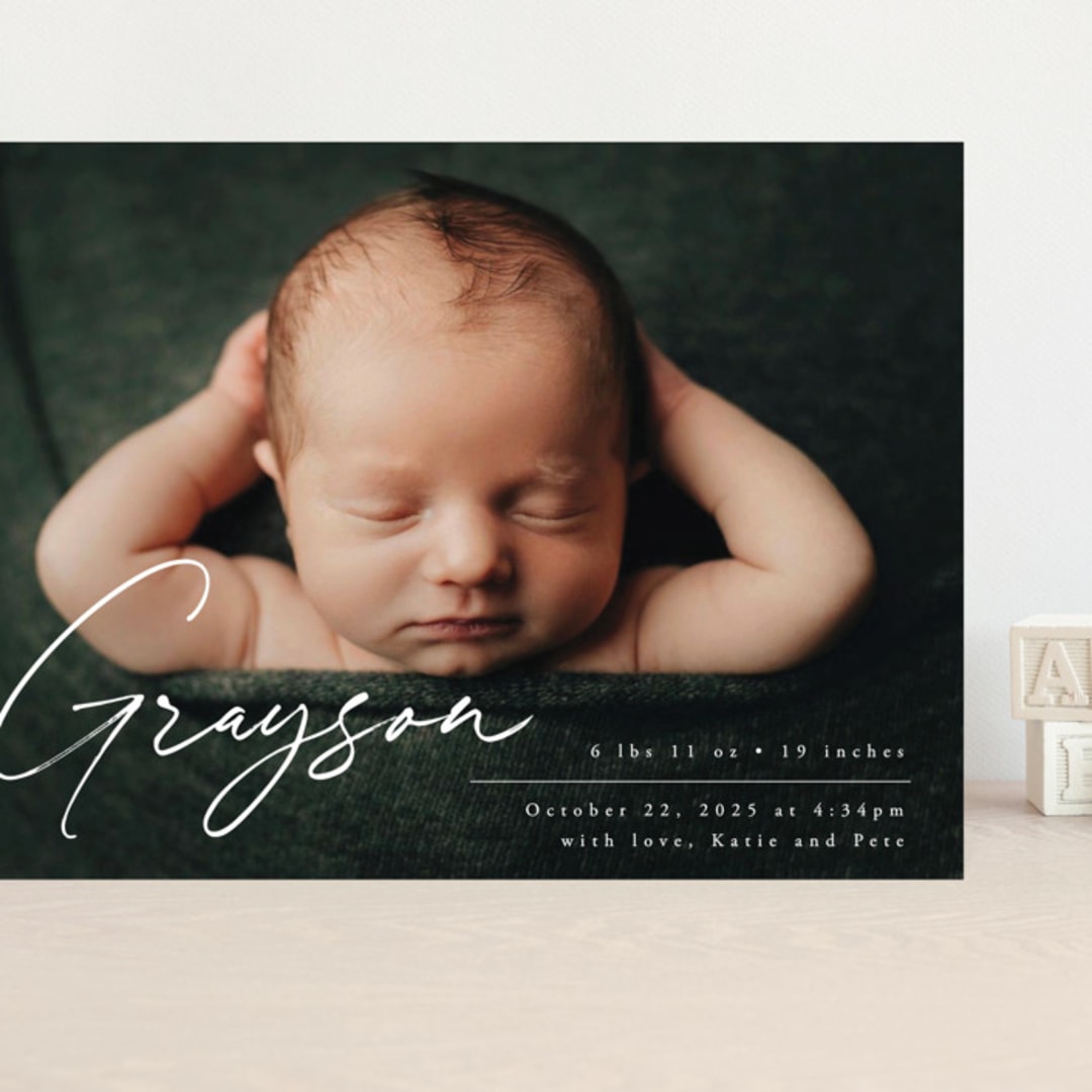 "Linear" - Birth Announcements in Frost by Everett Paper Goods - Front