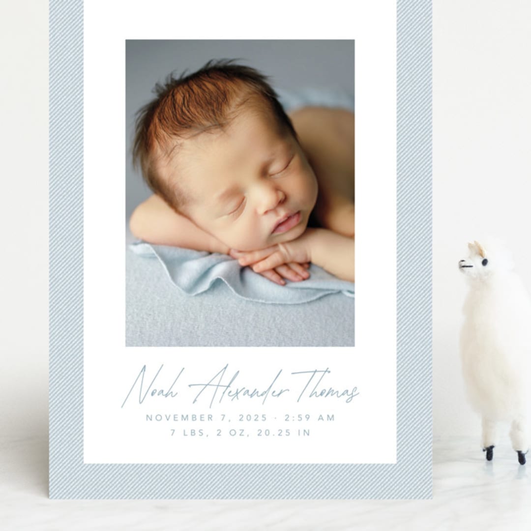 "Corduroy" - Birth Announcements in Sky by Lea Delaveris - Front