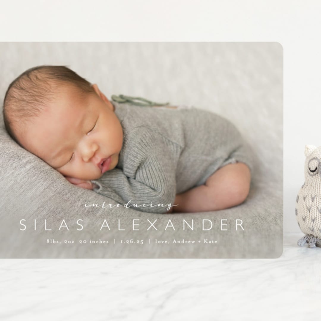 "Baby Bliss" - Birth Announcements in Cloud by Carolyn MacLaren - Front