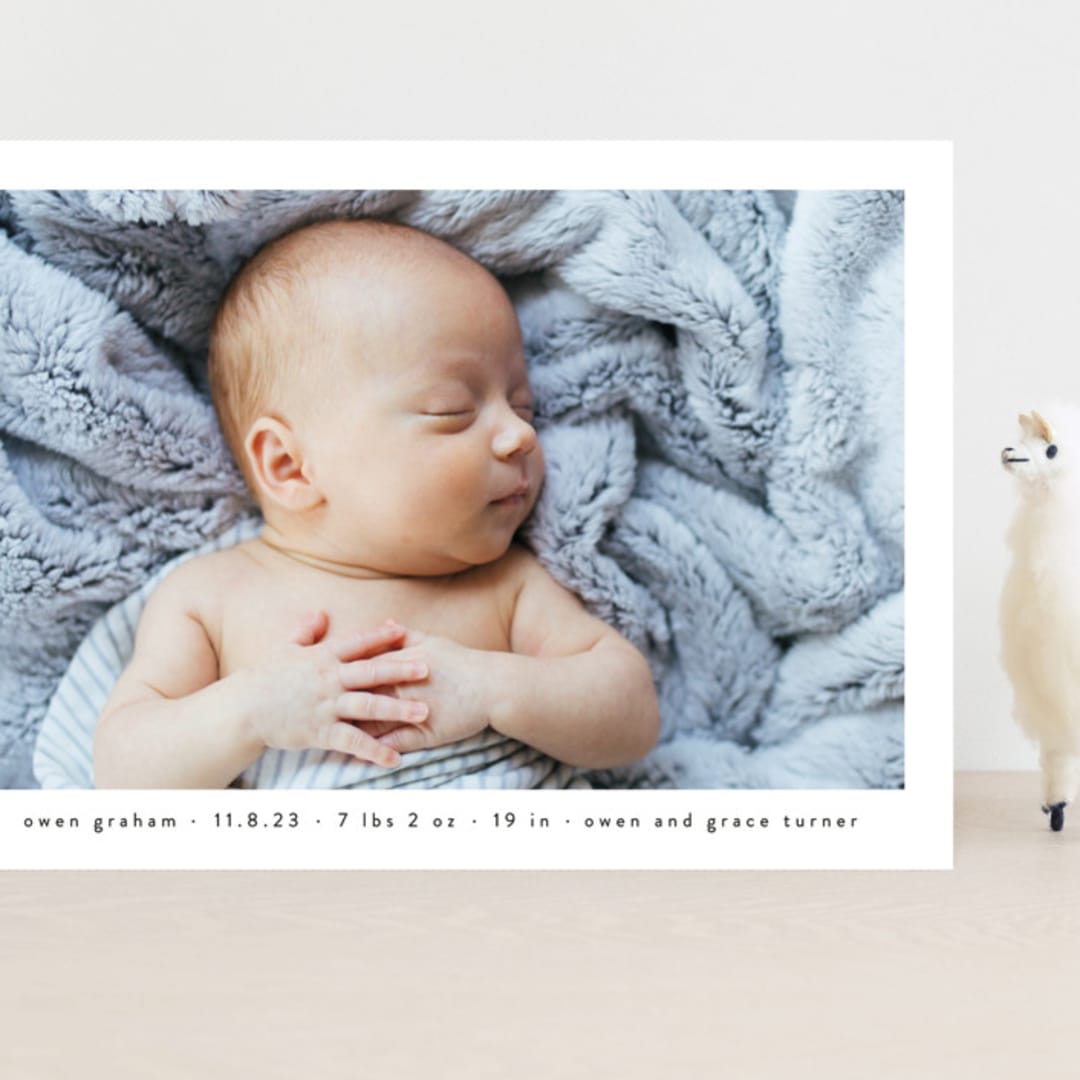 "Basic" - Birth Announcements in Onyx by Lauren Chism - Front