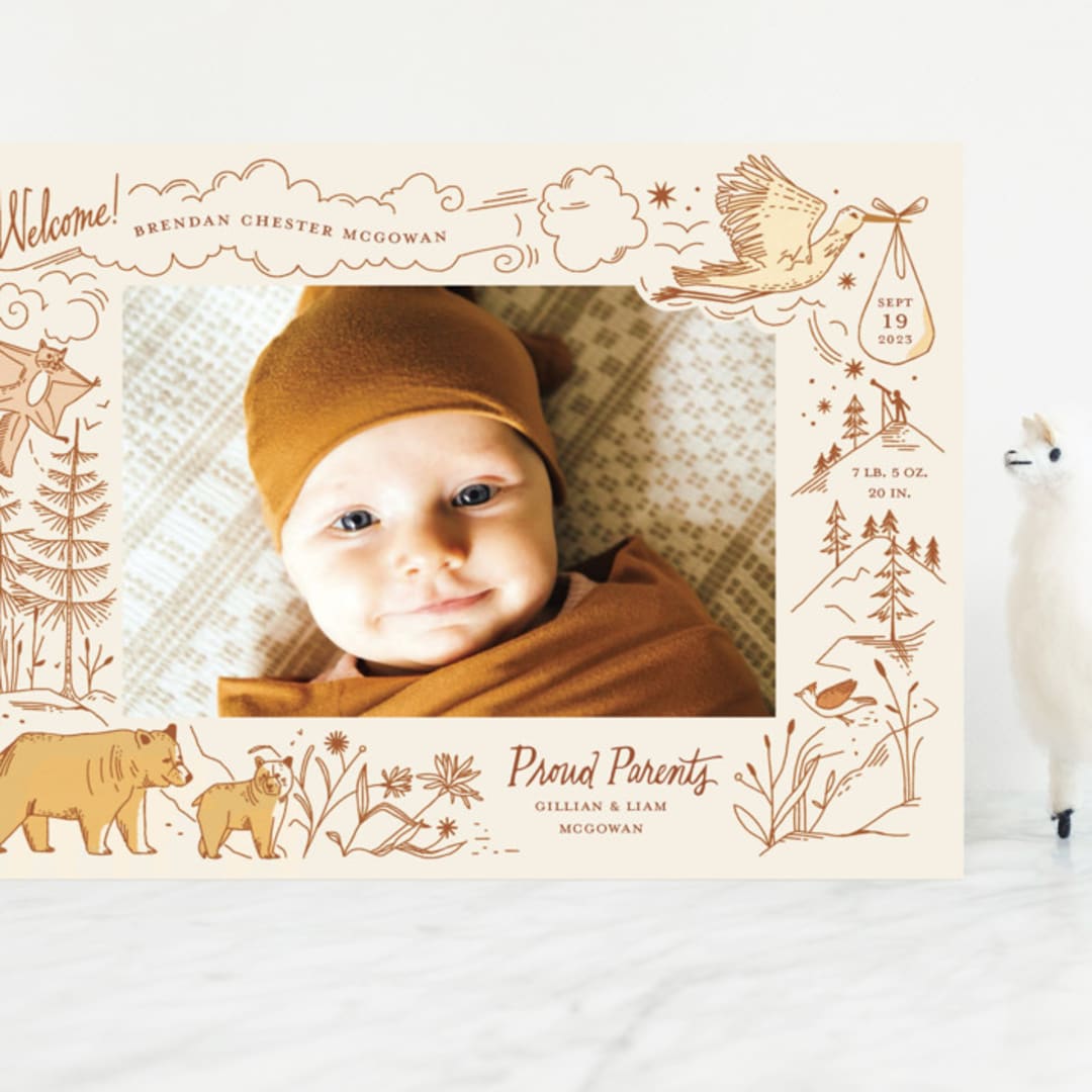 "Baby Bear" - Birth Announcements in Cream by Morgan Ramberg - Front