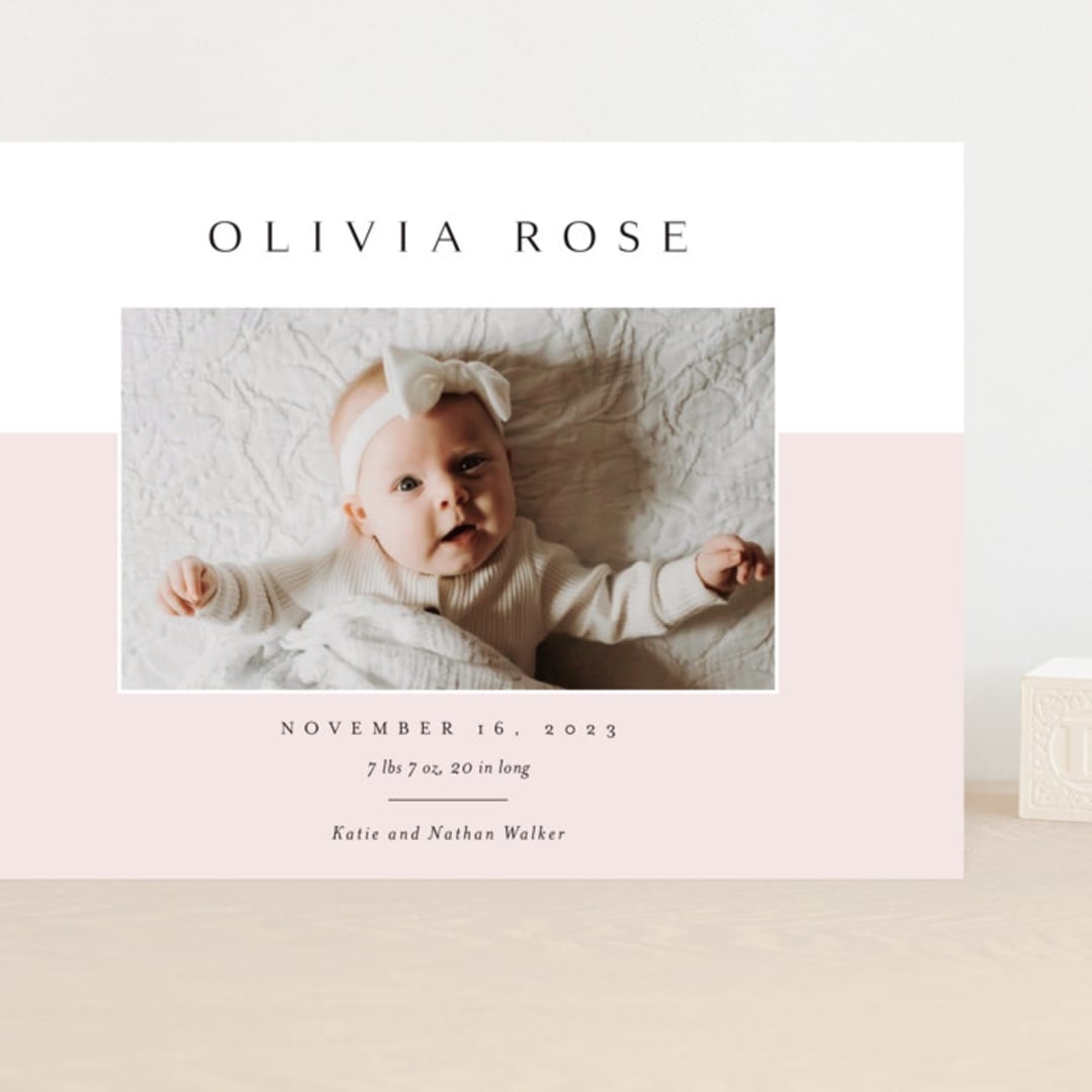 "Cherished" - Birth Announcements in Peony by Kasia Labocki - Front