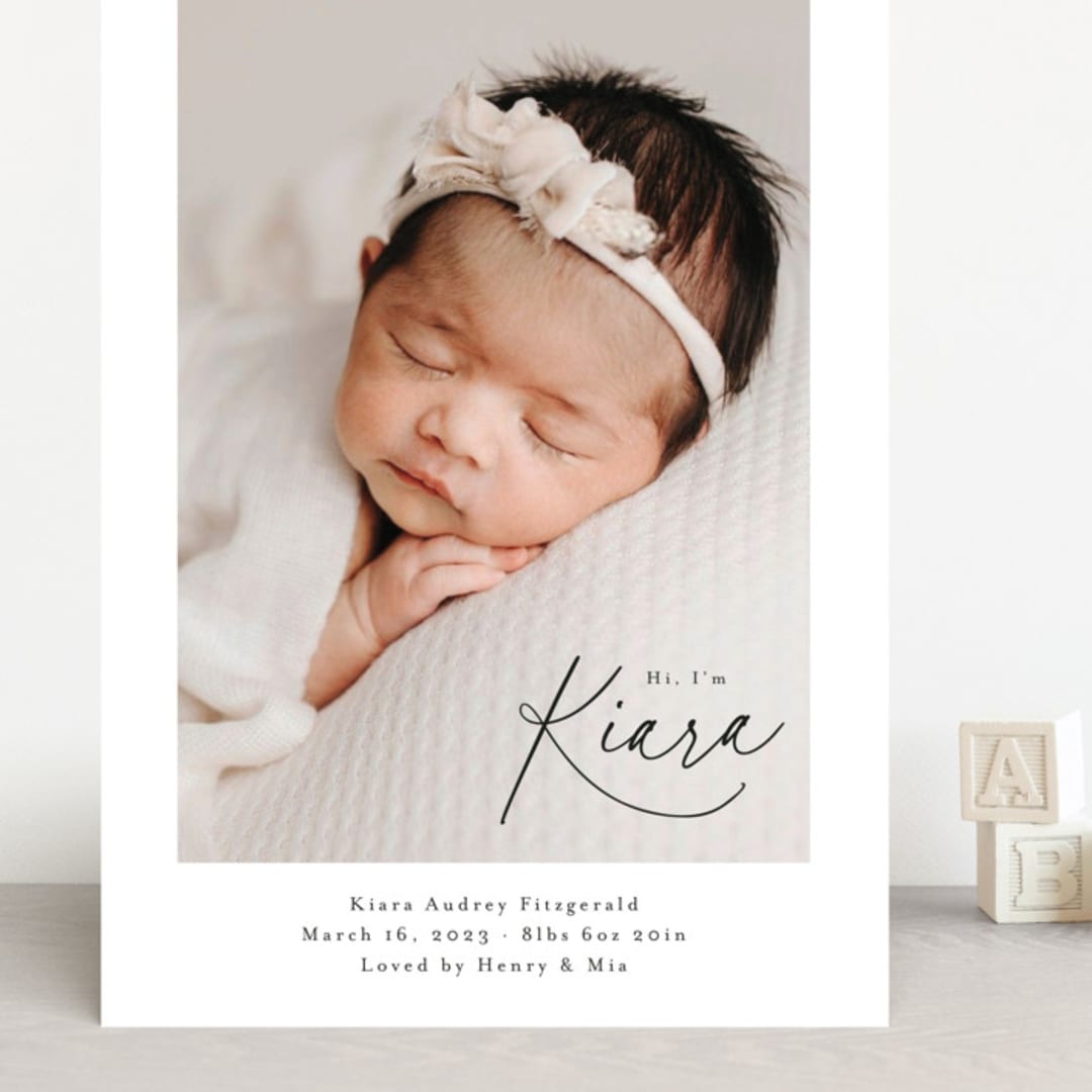 "Corner Hello" - Birth Announcements in Midnight by Jackie Crawford - Front