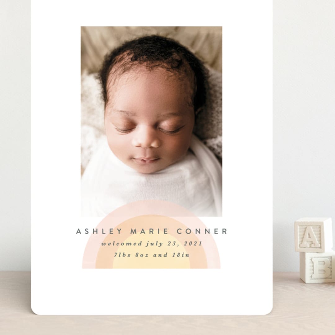 "our rainbow" - Birth Announcements in Rose by Angela Garrick - Front