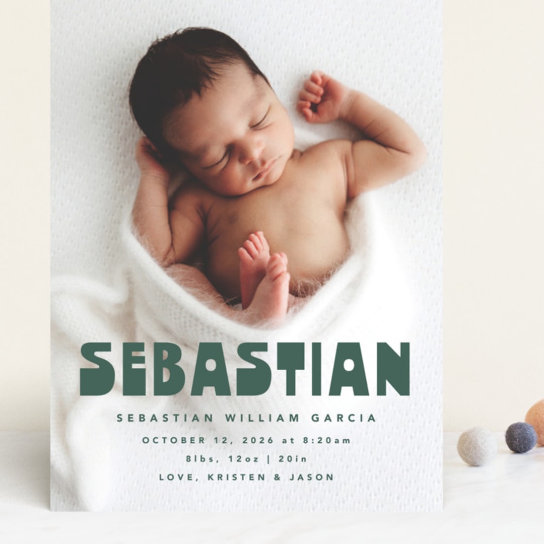 "Boldly Named" - Birth Announcements in Forest by Anna Elder - Front