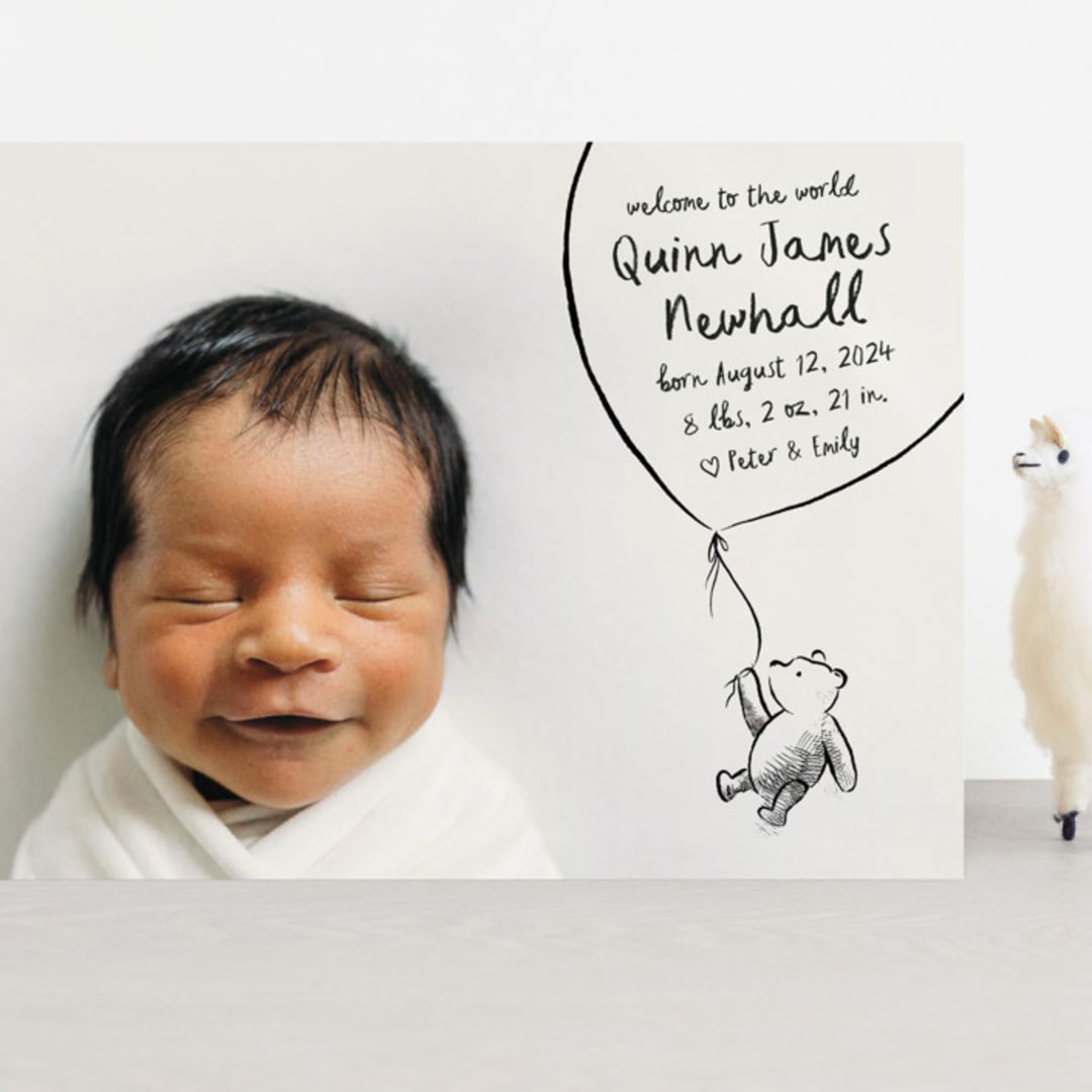 "Disney's Classic Pooh" - Birth Announcements in Ink by Pink House Press - Front