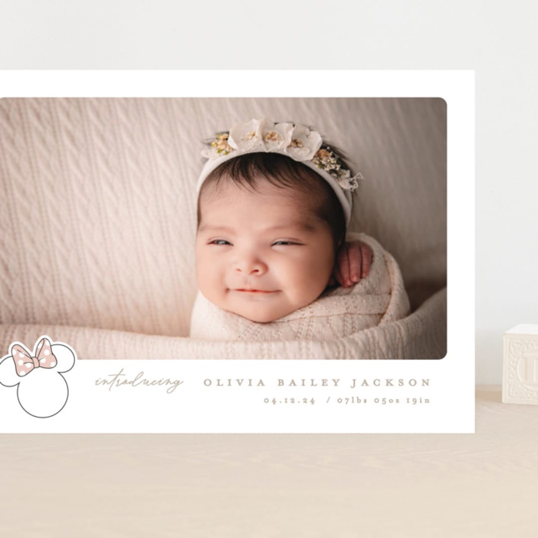 "Disney's Minnie's bow" - Birth Announcements in Peony by Creo Study - Front