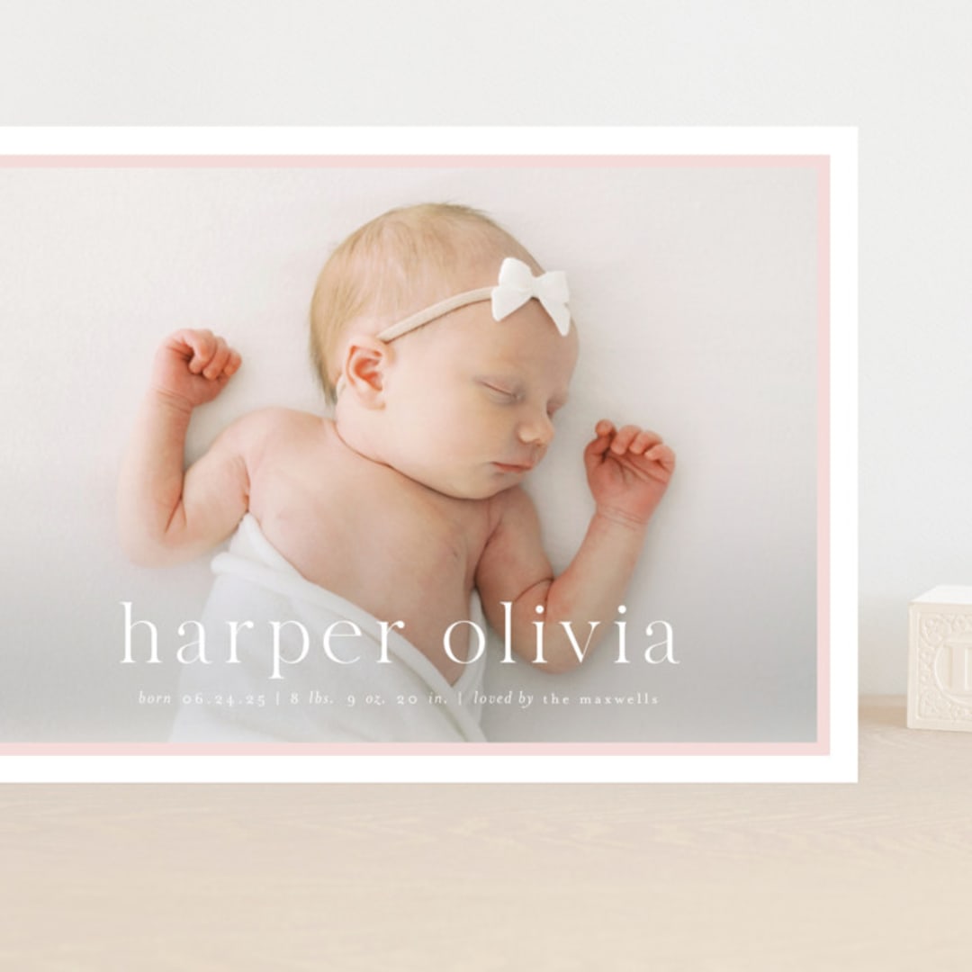 "Portraiture" - Birth Announcements in Rose by Alexandra Cohn - Front