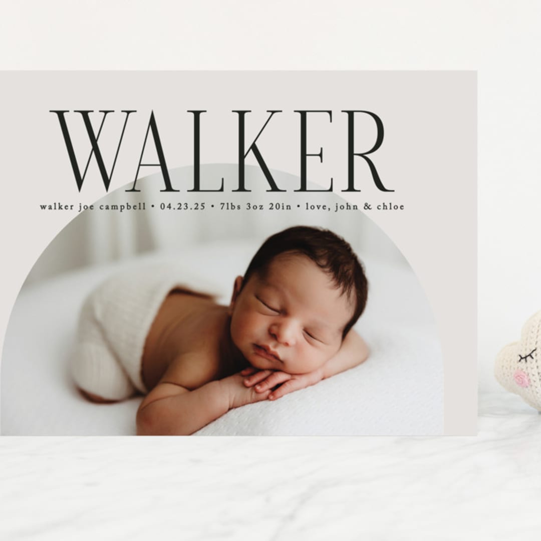 "Round" - Birth Announcements in Cream by Brianne Larsen - Front