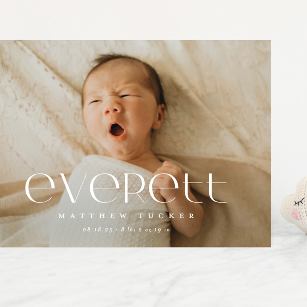 "Modern Name" - Birth Announcements in Linen by Erica Krystek - Front
