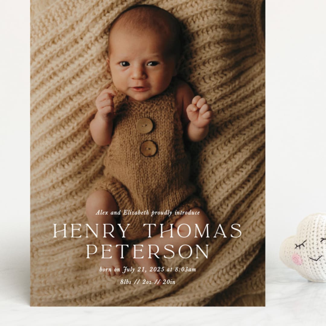 "refined" - Birth Announcements in Powder by Melissa Egan of Pistols - Front