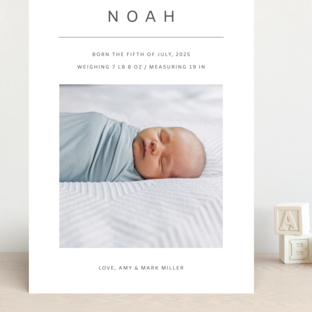 "Noah" - Birth Announcements in Cotton by Ani Somi - Front