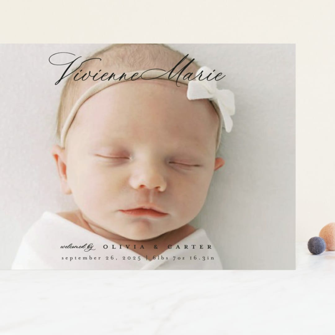 "Enchanted Love" - Birth Announcements in Noir by Ashlee Townsend - Front