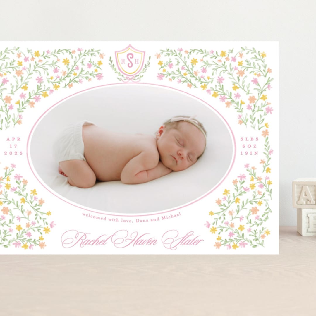 "Cottagecore" - Birth Announcements in Cotton Candy by Creo Study - Front