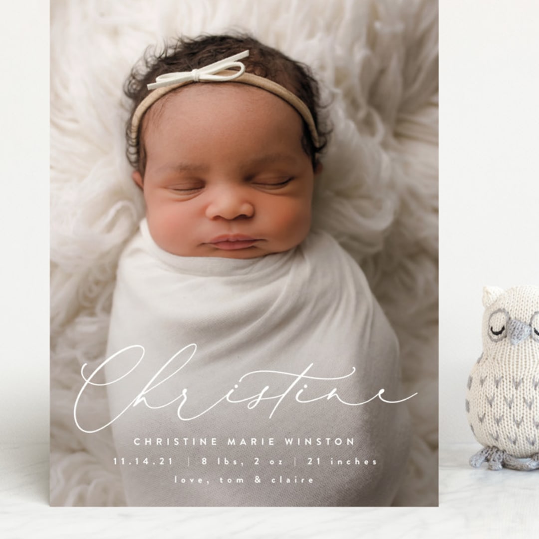 "Poetry" - Birth Announcements in Whipped Cream by Ekko Studio - Front